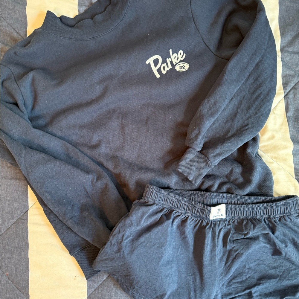 Parke kickoff mock neck and cotton shorts - denim